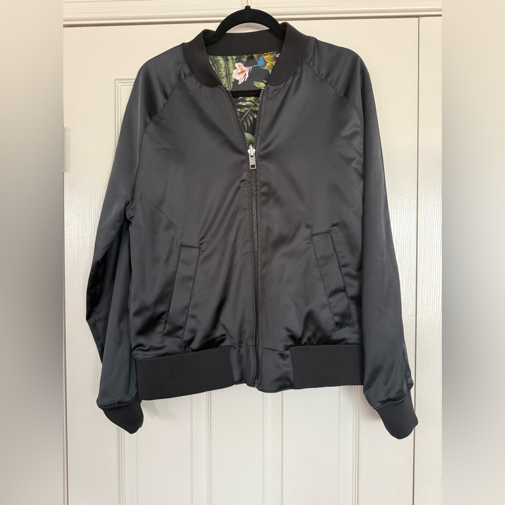 Men’s Black Polyester reversible H&M Bomber Jacket